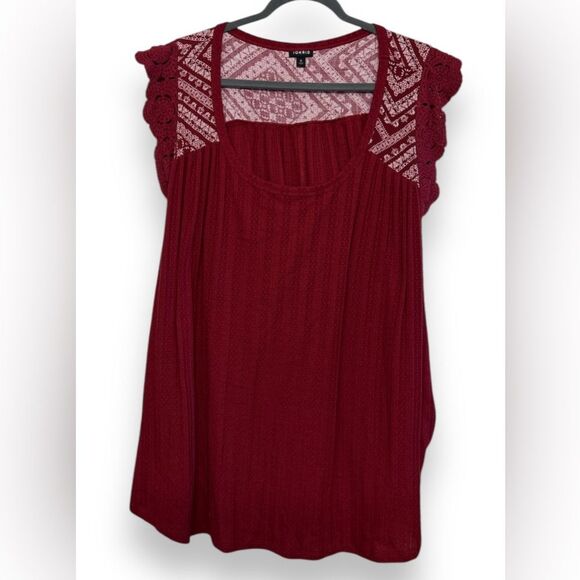 Torrid 6 Crochet Knit Top Red - Picture 1 of 5